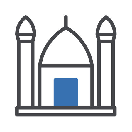 mosque icon duotone grey blue ramadan illustration vector element and symbol perfect. Icon sign from modern collection for web.のイラスト素材