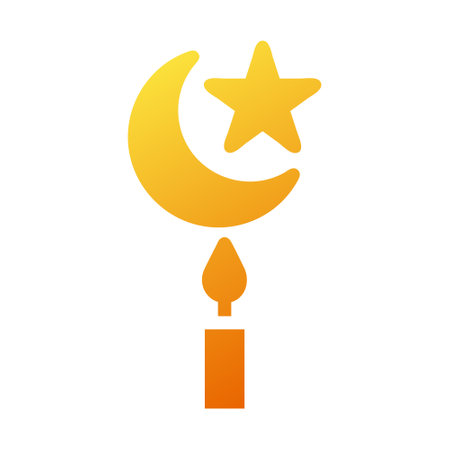 candle icon solid gradient yellow ramadan illustration vector element and symbol perfect. Icon sign from modern collection for web.のイラスト素材