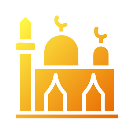 mosque icon solid gradient yellow ramadan illustration vector element and symbol perfect. Icon sign from modern collection for web.のイラスト素材