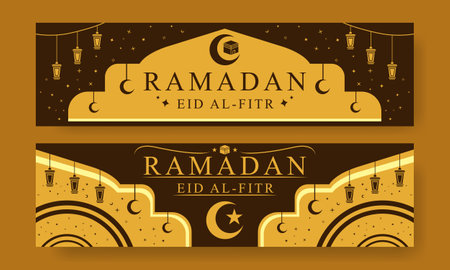 Vector Ramadan kareem banner background arabic eid design brown style illustration perfect designのイラスト素材