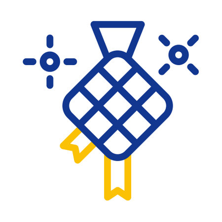 ketupat icon duocolor blue yellow style ramadan illustration vector element and symbol perfect. Icon sign from modern collection for web.のイラスト素材