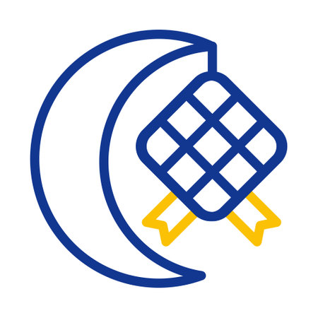ketupat icon duocolor blue yellow style ramadan illustration vector element and symbol perfect. Icon sign from modern collection for web.のイラスト素材