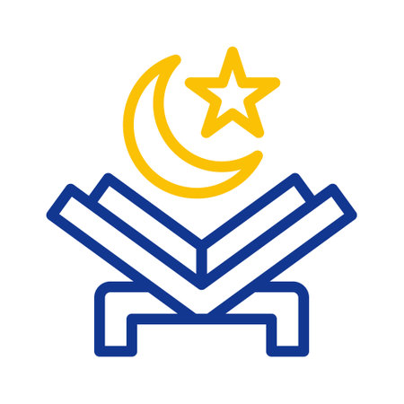 quran icon duocolor blue yellow style ramadan illustration vector element and symbol perfect. Icon sign from modern collection for web.のイラスト素材