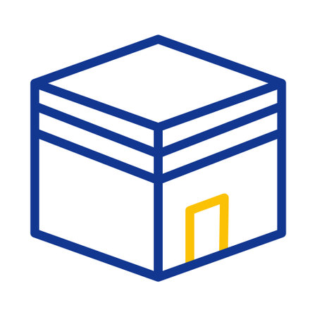 kaaba icon duocolor blue yellow style ramadan illustration vector element and symbol perfect. Icon sign from modern collection for web.のイラスト素材