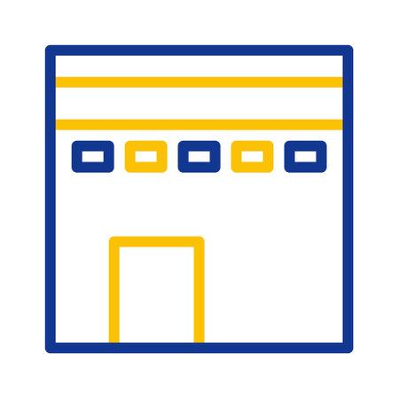 kaaba icon duocolor blue yellow style ramadan illustration vector element and symbol perfect. Icon sign from modern collection for web.のイラスト素材