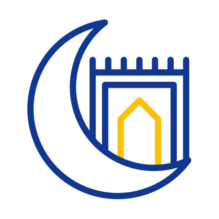 rug icon duocolor blue yellow style ramadan illustration vector element and symbol perfect. Icon sign from modern collection for web.のイラスト素材