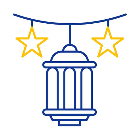 decoration icon duocolor blue yellow style ramadan illustration vector element and symbol perfect. Icon sign from modern collection for web.のイラスト素材