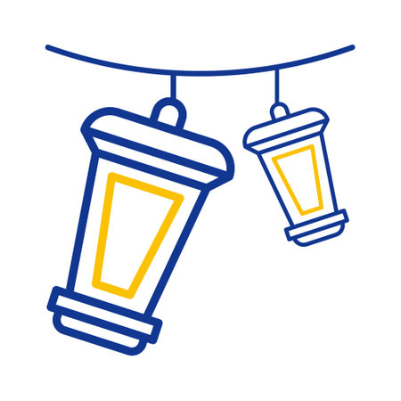 decoration icon duocolor blue yellow style ramadan illustration vector element and symbol perfect. Icon sign from modern collection for web.のイラスト素材