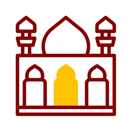 mosque icon duotone red yellow style ramadan illustration vector element and symbol perfect. Icon sign from modern collection for web.のイラスト素材