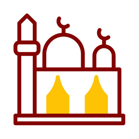 mosque icon duotone red yellow style ramadan illustration vector element and symbol perfect. Icon sign from modern collection for web.のイラスト素材