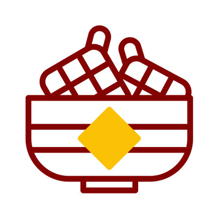 ketupat icon duotone red yellow style ramadan illustration vector element and symbol perfect. Icon sign from modern collection for web.のイラスト素材