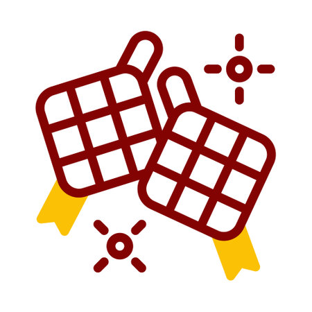 ketupat icon duotone red yellow style ramadan illustration vector element and symbol perfect. Icon sign from modern collection for web.のイラスト素材