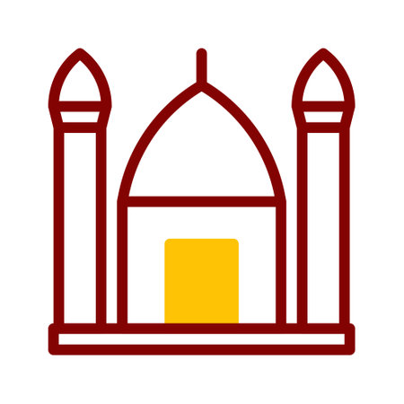 mosque icon duotone red yellow style ramadan illustration vector element and symbol perfect. Icon sign from modern collection for web.のイラスト素材