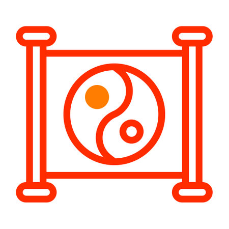 yin and yang icon duotone red style chinese new year illustration vector perfect. Icon sign from modern collection for web. Nice design perfectのイラスト素材