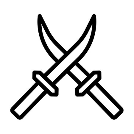 sword icon outline style military illustration vector army element and symbol perfect. Icon sign from modern collection for web.のイラスト素材