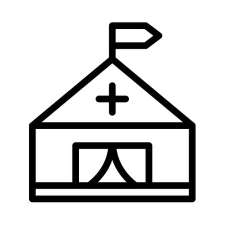 tent icon outline style military illustration vector army element and symbol perfect. Icon sign from modern collection for web.のイラスト素材