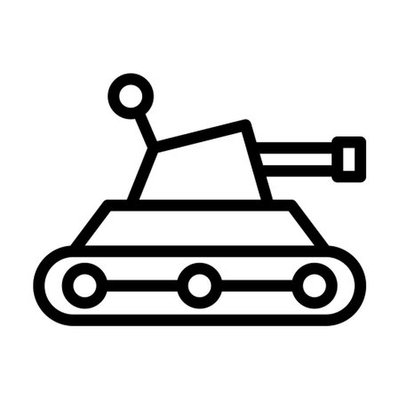 tank icon outline style military illustration vector army element and symbol perfect. Icon sign from modern collection for web.のイラスト素材