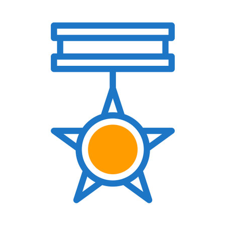 medal icon duotone blue orange style military illustration vector army element and symbol perfect. Icon sign from modern collection for web.のイラスト素材