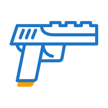 gun icon duotone blue orange style military illustration vector army element and symbol perfect. Icon sign from modern collection for web.のイラスト素材