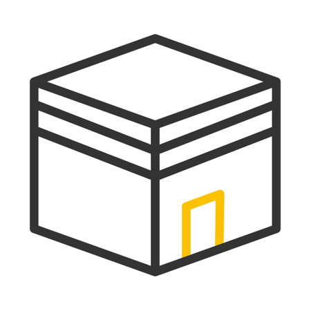 kaaba icon duocolor grey yellow style ramadan illustration vector element and symbol perfect. Icon sign from modern collection for web.のイラスト素材