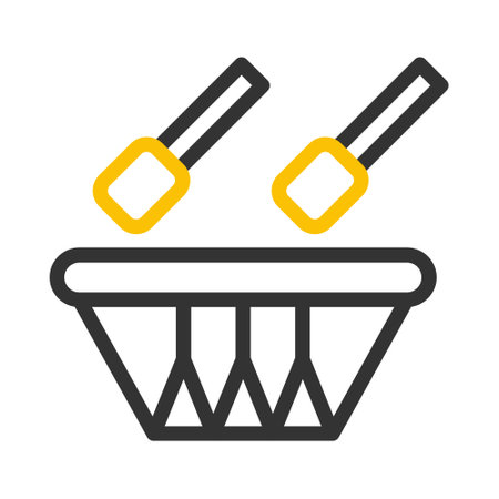 bedug drum icon duocolor grey yellow style ramadan illustration vector element and symbol perfect. Icon sign from modern collection for web.のイラスト素材
