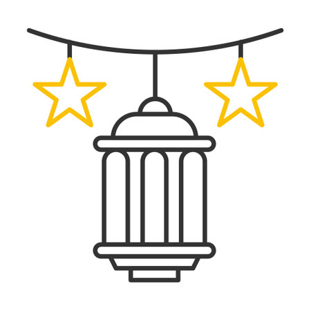 decoration icon duocolor grey yellow style ramadan illustration vector element and symbol perfect. Icon sign from modern collection for web.のイラスト素材