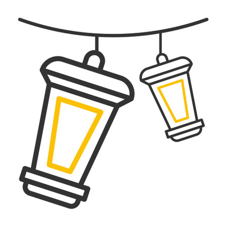 decoration icon duocolor grey yellow style ramadan illustration vector element and symbol perfect. Icon sign from modern collection for web.のイラスト素材
