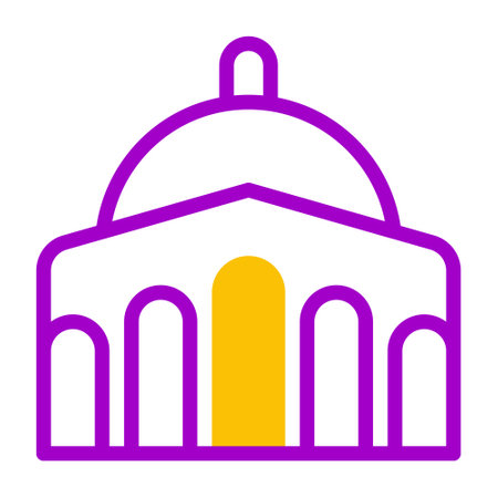 mosque icon duotone purple yellow style ramadan illustration vector element and symbol perfect. Icon sign from modern collection for web.のイラスト素材