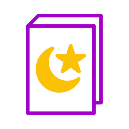 quran icon duotone purple yellow style ramadan illustration vector element and symbol perfect. Icon sign from modern collection for web.のイラスト素材