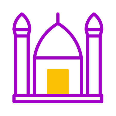 mosque icon duotone purple yellow style ramadan illustration vector element and symbol perfect. Icon sign from modern collection for web.のイラスト素材