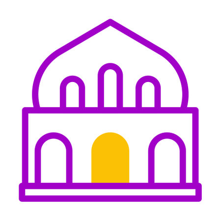 mosque icon duotone purple yellow style ramadan illustration vector element and symbol perfect. Icon sign from modern collection for web.のイラスト素材