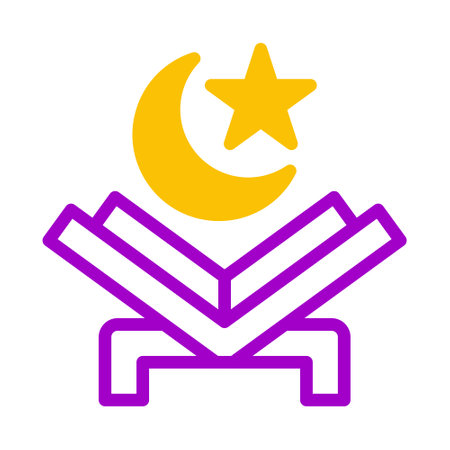 quran icon duotone purple yellow style ramadan illustration vector element and symbol perfect. Icon sign from modern collection for web.のイラスト素材
