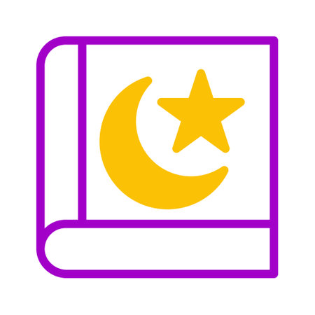 quran icon duotone purple yellow style ramadan illustration vector element and symbol perfect. Icon sign from modern collection for web.のイラスト素材