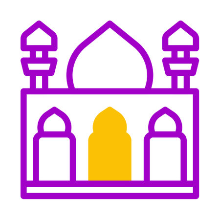 mosque icon duotone purple yellow style ramadan illustration vector element and symbol perfect. Icon sign from modern collection for web.のイラスト素材
