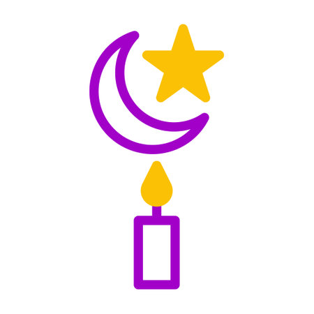 candle icon duotone purple yellow style ramadan illustration vector element and symbol perfect. Icon sign from modern collection for web.のイラスト素材