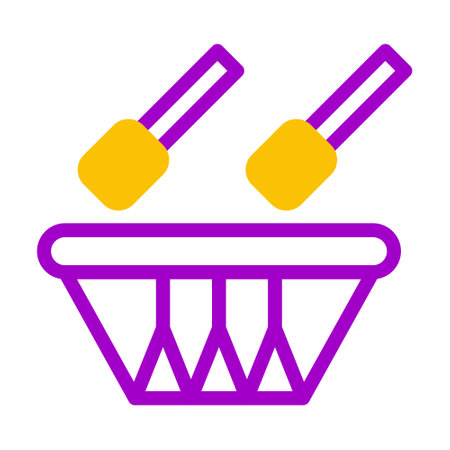 bedug drum icon duotone purple yellow style ramadan illustration vector element and symbol perfect. Icon sign from modern collection for web.のイラスト素材