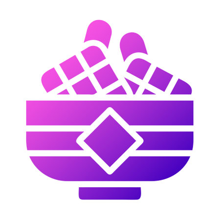 ketupat icon solid gradient pink style ramadan illustration vector element and symbol perfect. Icon sign from modern collection for web.のイラスト素材