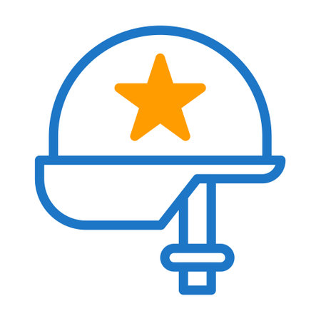 helmet icon duotone blue orange style military illustration vector army element and symbol perfect. Icon sign from modern collection for web.のイラスト素材