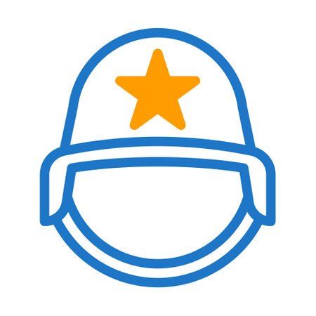 helmet icon duotone blue orange style military illustration vector army element and symbol perfect. Icon sign from modern collection for web.のイラスト素材