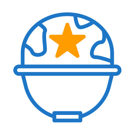 helmet icon duotone blue orange style military illustration vector army element and symbol perfect. Icon sign from modern collection for web.のイラスト素材