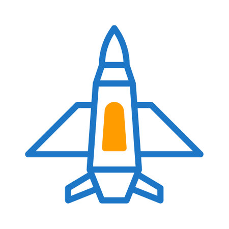 airplane icon duotone blue orange style military illustration vector army element and symbol perfect. Icon sign from modern collection for web.のイラスト素材