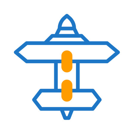 airplane icon duotone blue orange style military illustration vector army element and symbol perfect. Icon sign from modern collection for web.のイラスト素材