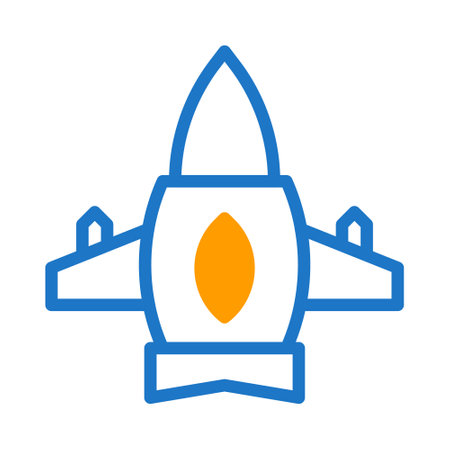 airplane icon duotone blue orange style military illustration vector army element and symbol perfect. Icon sign from modern collection for web.のイラスト素材