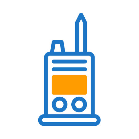 walkie talkie icon duotone blue orange style military illustration vector army element and symbol perfect. Icon sign from modern collection for web.のイラスト素材