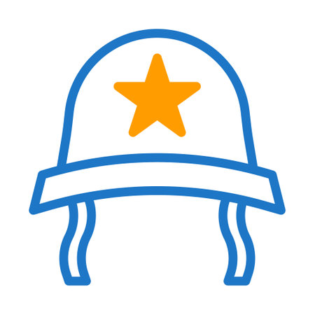 helmet icon duotone blue orange style military illustration vector army element and symbol perfect. Icon sign from modern collection for web.のイラスト素材