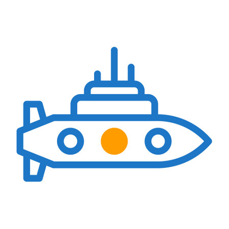 submarine icon duotone blue orange style military illustration vector army element and symbol perfect. Icon sign from modern collection for web.のイラスト素材
