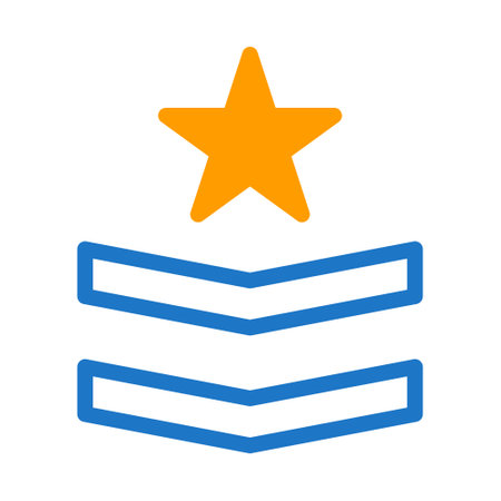 badge icon duotone blue orange style military illustration vector army element and symbol perfect. Icon sign from modern collection for web.のイラスト素材