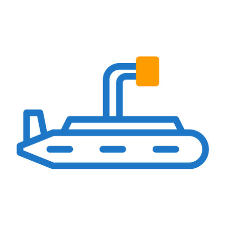 submarine icon duotone blue orange style military illustration vector army element and symbol perfect. Icon sign from modern collection for web.のイラスト素材