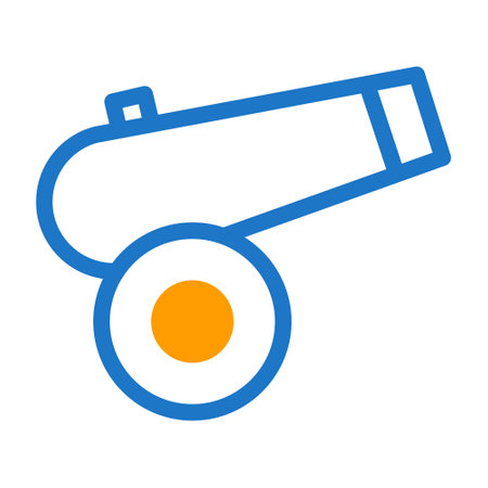 cannon icon duotone blue orange style military illustration vector army element and symbol perfect. Icon sign from modern collection for web.のイラスト素材