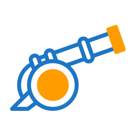 cannon icon duotone blue orange style military illustration vector army element and symbol perfect. Icon sign from modern collection for web.のイラスト素材